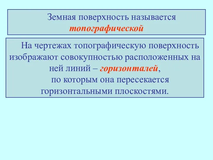 На чертежах топографическую поверхность изображают совокупностью расположенных на ней линий