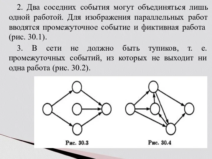 2. Два соседних события могут объединяться лишь одной работой. Для