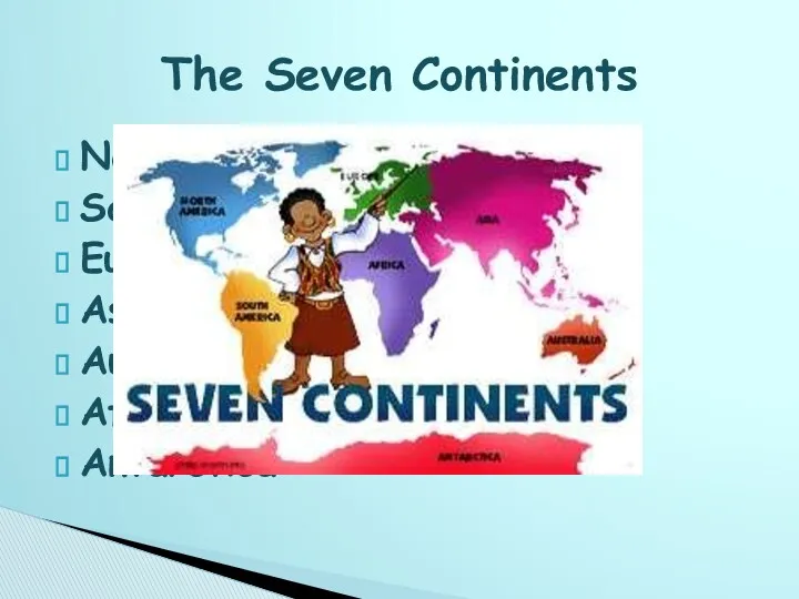 North America South America Europe Asia Australia Africa Antarctica The Seven Continents