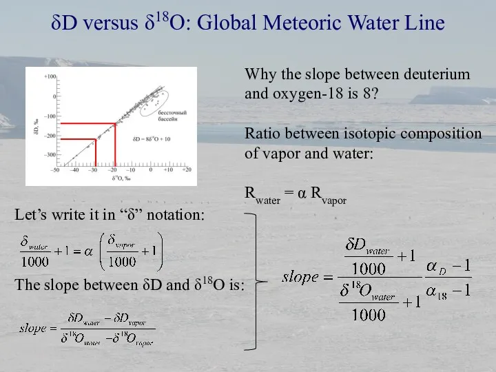 δD versus δ18O: Global Meteoric Water Line Why the slope between deuterium and