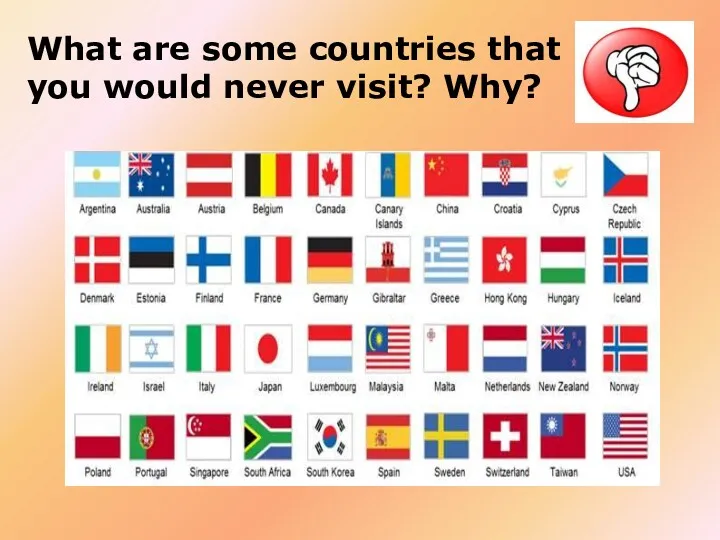 What are some countries that you would never visit? Why?