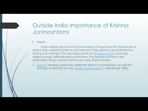Outside India Importance of Krishna Janmashtami Nepal : About eighty