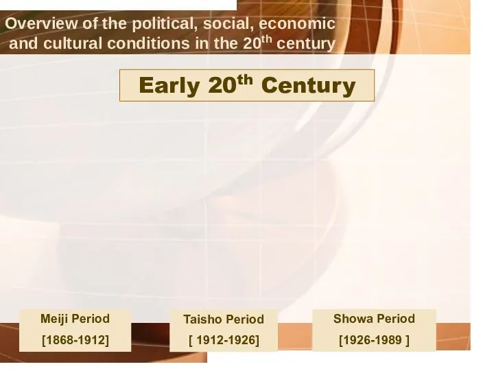 Showa Period [1926-1989 ] Meiji Period [1868-1912] Taisho Period [