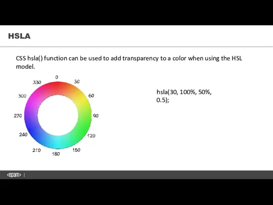 HSLA CSS hsla() function can be used to add transparency