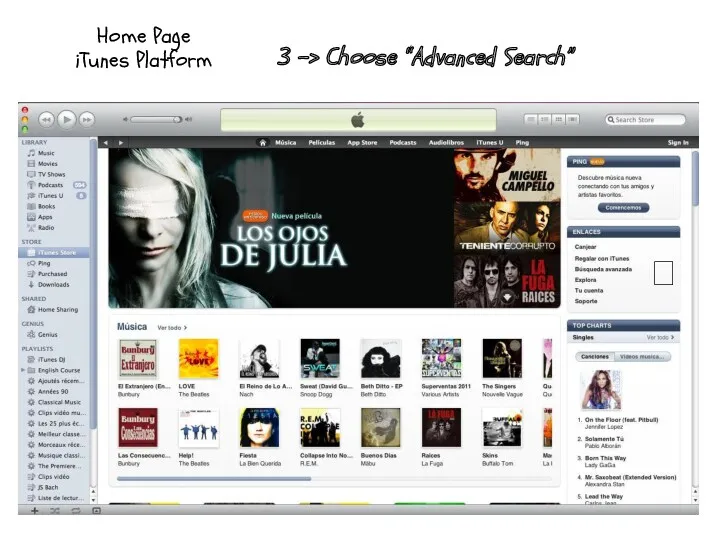 3 -> Choose “Advanced Search” Home Page iTunes Platform ?