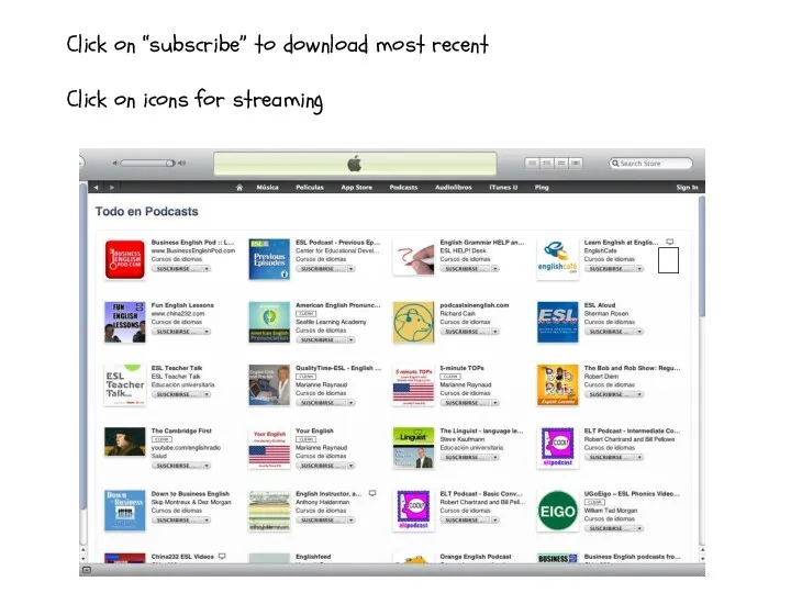 ? Click on “subscribe” to download most recent Click on icons for streaming ?