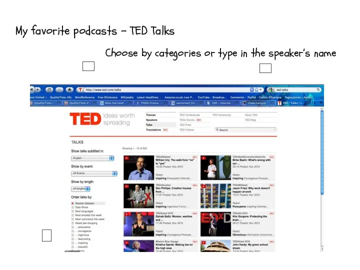 My favorite podcasts – TED Talks ? Choose by categories