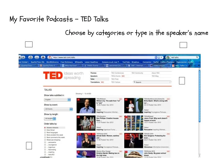 My Favorite Podcasts – TED Talks ? Choose by categories