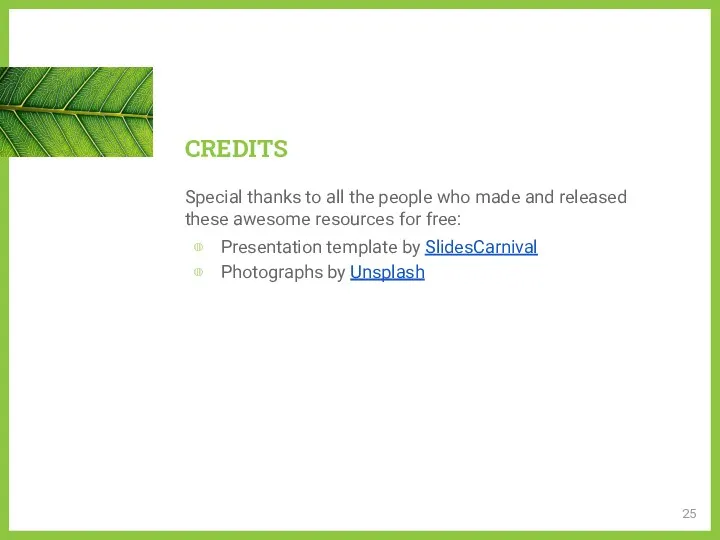 CREDITS Special thanks to all the people who made and