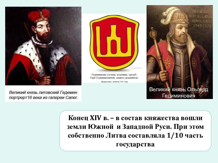 Великий князь Ольгерд Гедиминович Конец XIV в. – в состав