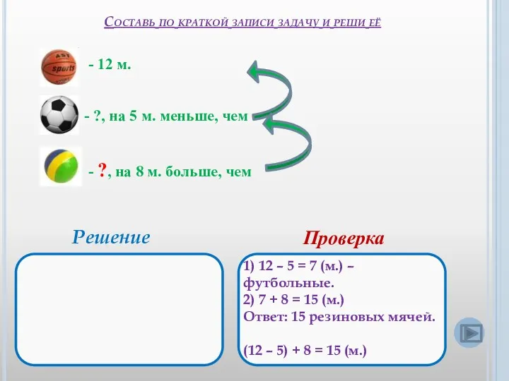 Составь по краткой записи задачу и реши её - 12