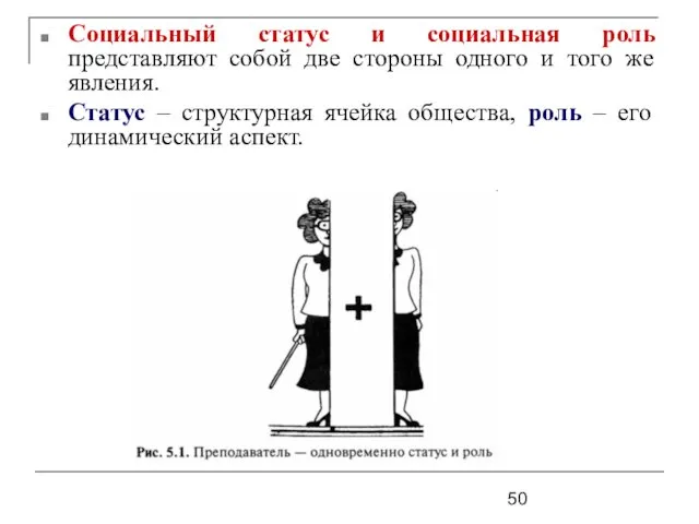 Социальный статус и социальная роль представляют собой две стороны одного