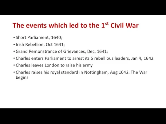 The events which led to the 1st Civil War Short