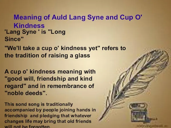 Meaning of Auld Lang Syne and Cup O' Kindness 'Lang