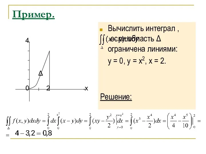 Пример. Вычислить интеграл , если область Δ ограничена линиями: y
