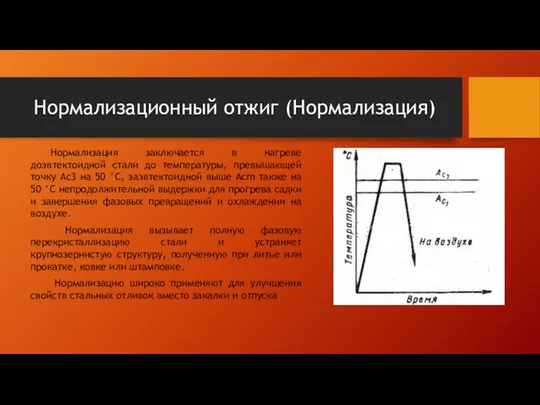 Нормализационный отжиг (Нормализация) Нормализация заключается в нагреве доэвтектоидной стали до