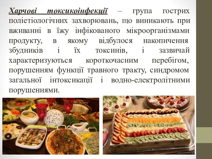 Харчові токсикоінфекції – група гострих поліетіологічних захворювань, що виникають при