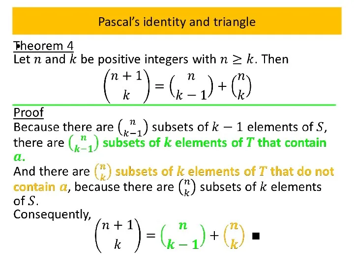 Pascal’s identity and triangle