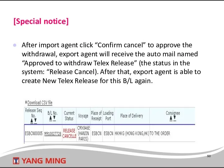 [Special notice] After import agent click “Confirm cancel” to approve