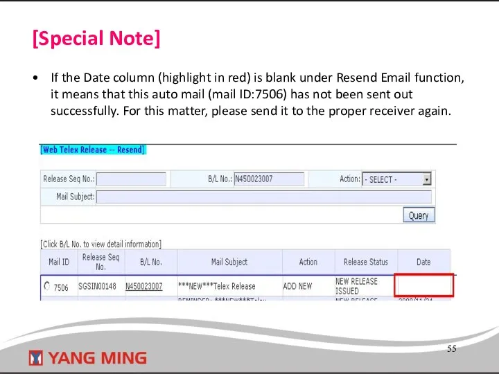 [Special Note] If the Date column (highlight in red) is