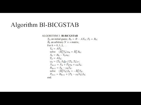 Algorithm Bl-BICGSTAB