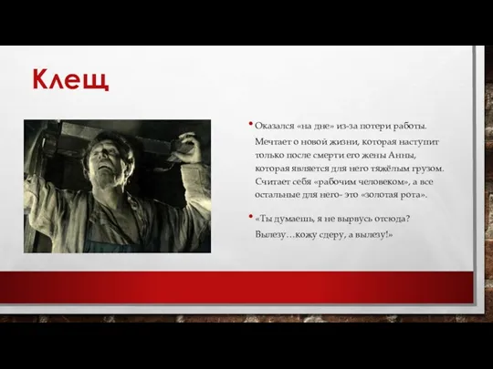 Клещ Оказался «на дне» из-за потери работы. Мечтает о новой