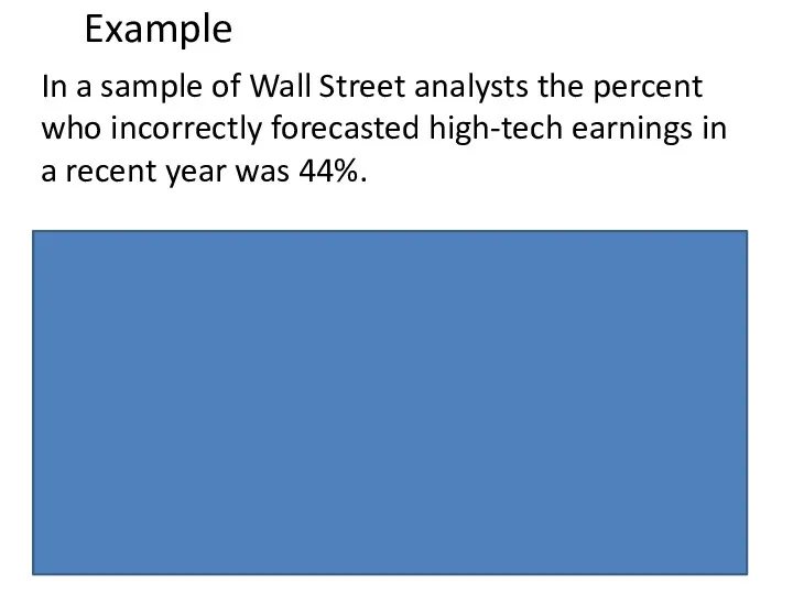 Example In a sample of Wall Street analysts the percent