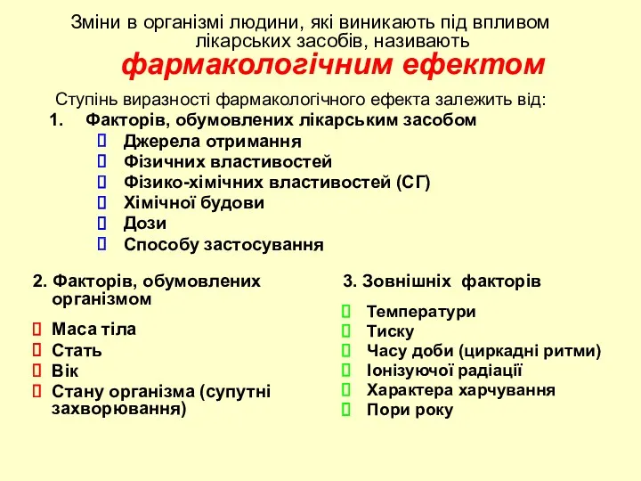 Зміни в організмі людини, які виникають під впливом лікарських засобів,