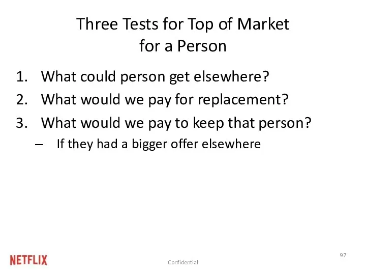 Confidential Three Tests for Top of Market for a Person