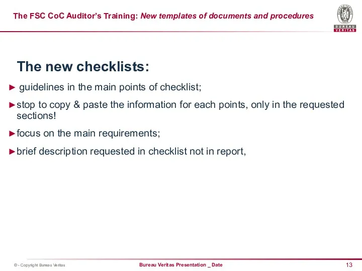 The FSC CoC Auditor’s Training: New templates of documents and
