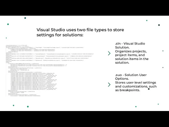 Visual Studio uses two file types to store settings for