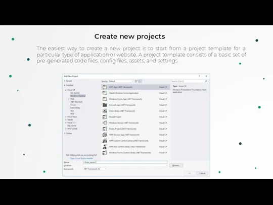 v Create new projects The easiest way to create a