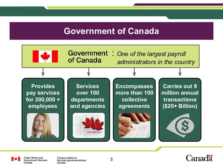 Government of Canada : One of the largest payroll administrators