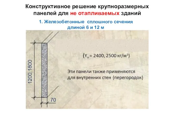 Конструктивное решение крупноразмерных панелей для не отапливаемых зданий 1. Железобетонные