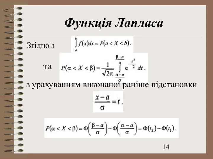 Функція Лапласа Згідно з та з урахуванням виконаної раніше підстановки