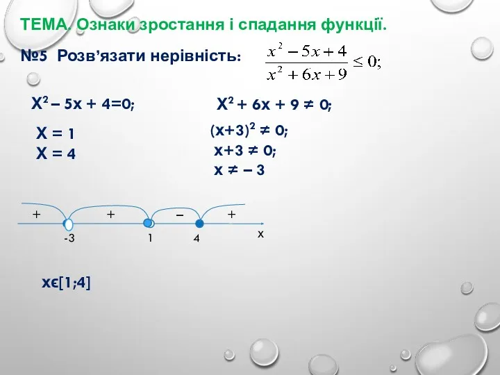 ТЕМА. Ознаки зростання і спадання функції. №5 Розв’язати нерівність: Х2