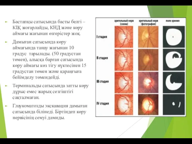 Бастапқы сатысында басты белгі – КІҚ жоғарлайды, КНД және көру