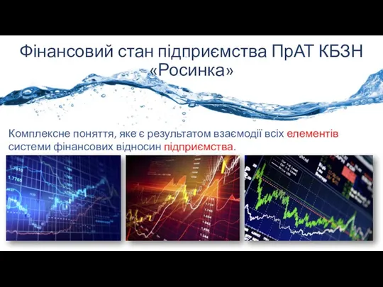 Фінансовий стан підприємства ПрАТ КБЗН «Росинка» Комплексне поняття, яке є результатом взаємодії всіх