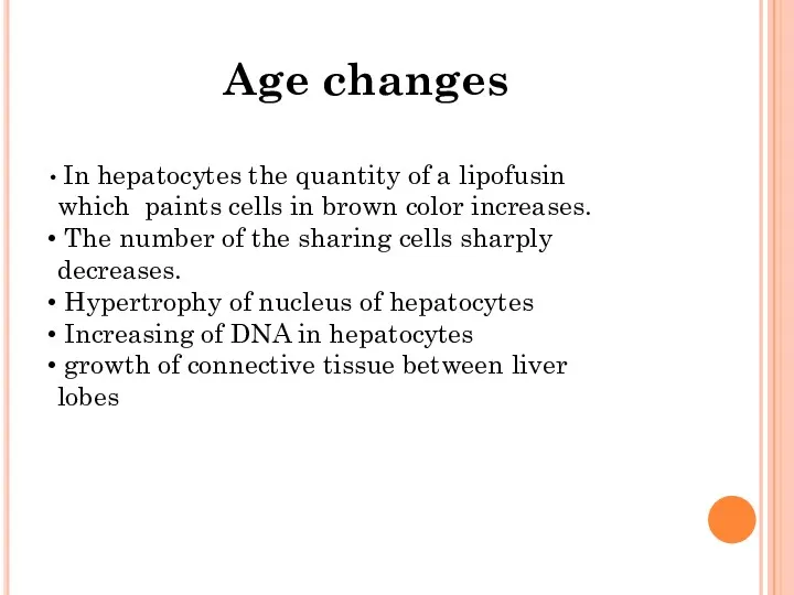 Age changes In hepatocytes the quantity of a lipofusin which