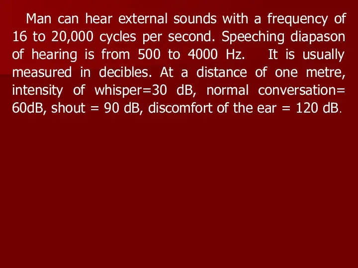 Man can hear external sounds with a frequency of 16