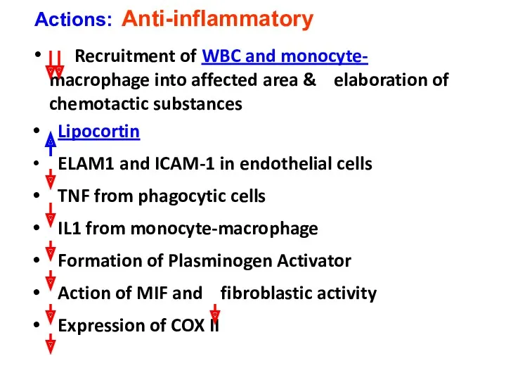 Recruitment of WBC and monocyte- macrophage into affected area &