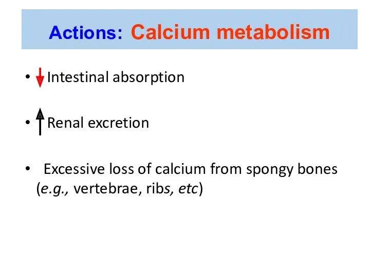 Intestinal absorption Renal excretion Excessive loss of calcium from spongy