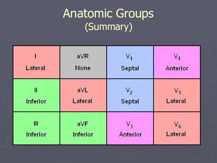 Anatomic Groups (Summary)