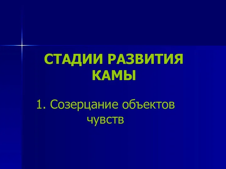 СТАДИИ РАЗВИТИЯ КАМЫ 1. Созерцание объектов чувств