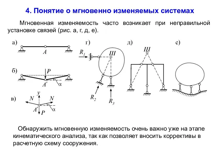 4. Понятие о мгновенно изменяемых системах Мгновенная изменяемость часто возникает