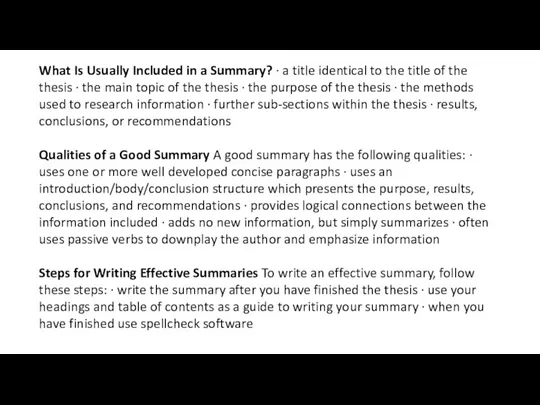 What Is Usually Included in a Summary? · a title