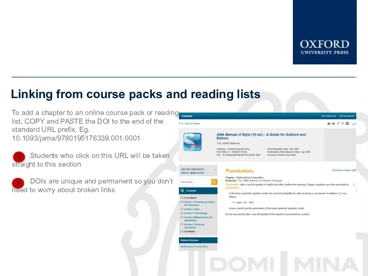 Linking from course packs and reading lists To add a chapter to an