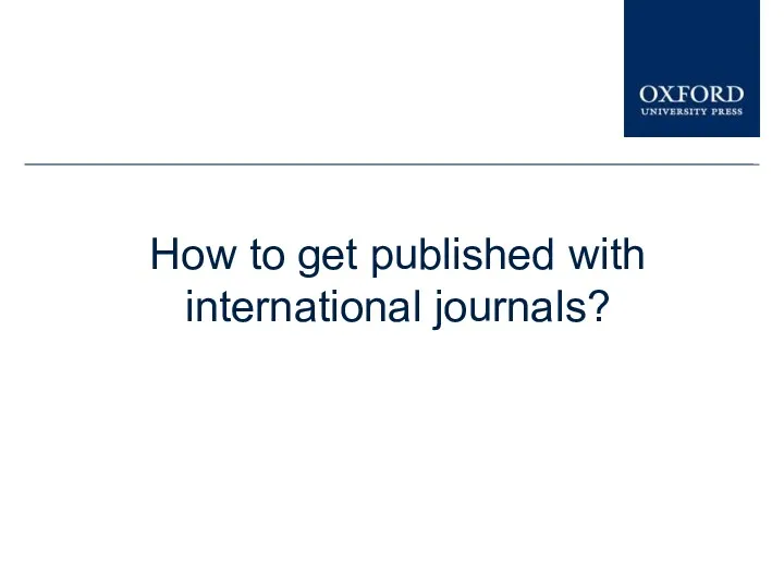 How to get published with international journals?
