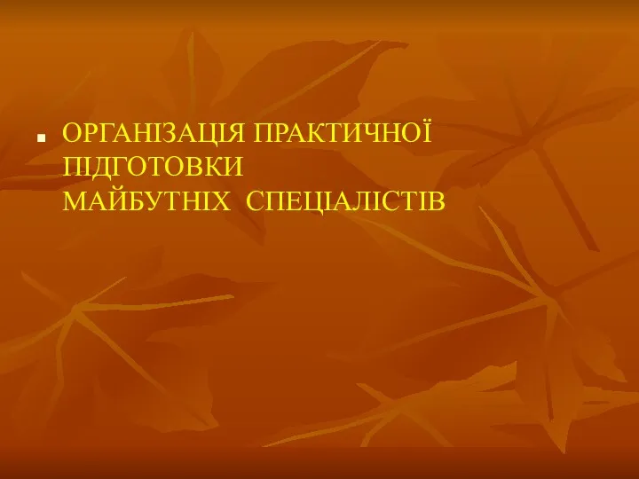 ОРГАНІЗАЦІЯ ПРАКТИЧНОЇ ПІДГОТОВКИ МАЙБУТНІХ СПЕЦІАЛІСТІВ