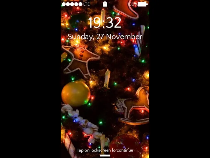 100% 19:32 Sunday, 27 November LTE Tap on lockscreen to continue
